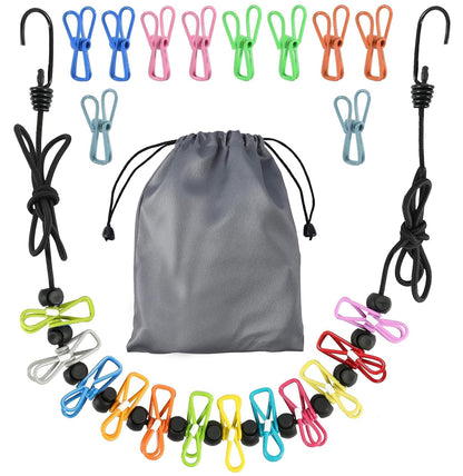 SenseYo 2 Set Retractable Portable Clothesline for Travel with 44 Clothespins, Camping Clothes line for Indoor Outdoor Balcony Hotel Room Laundry Drying