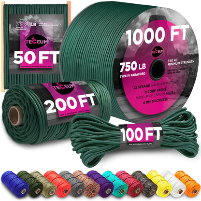 Paracord Rope 750lb 5/32 – Tent Camping Cord – Utility Outdoor Nylon Rope