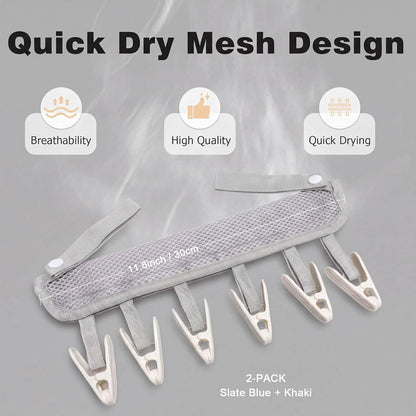 Travel Clothes Drying Hanger for Heated Clothes Airer & Clothes Drying Rack Clothesline, Foldable Portable Mesh Drying Rack with 6 Clips for Sock Underwear Bra Towel Home Cruise Outdoor 2 Pack