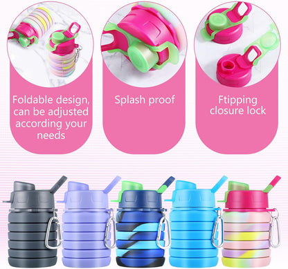 5 Pcs Collapsibles Water Bottles, 16 oz Portable Water Bottle with