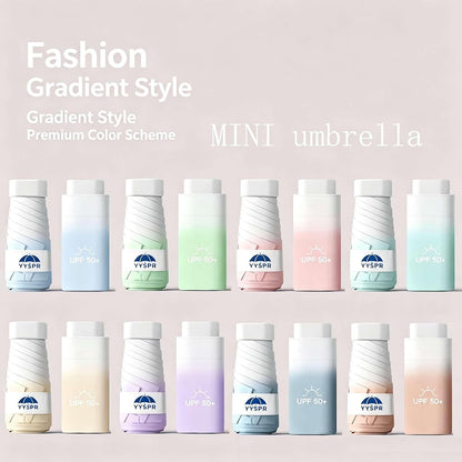 YYSPR Gradient Color UPF50+ 5-folding Mini Flat Pocket Umbrella