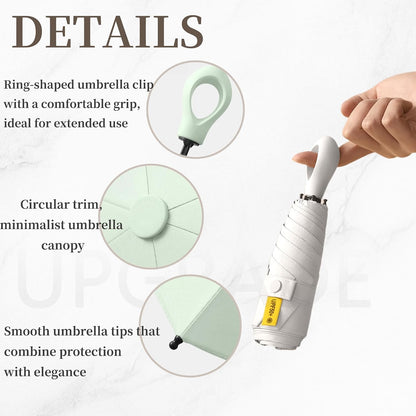 Mini Sun Travel Folding Umbrella Ring handle UPF 50 Men Women Kids