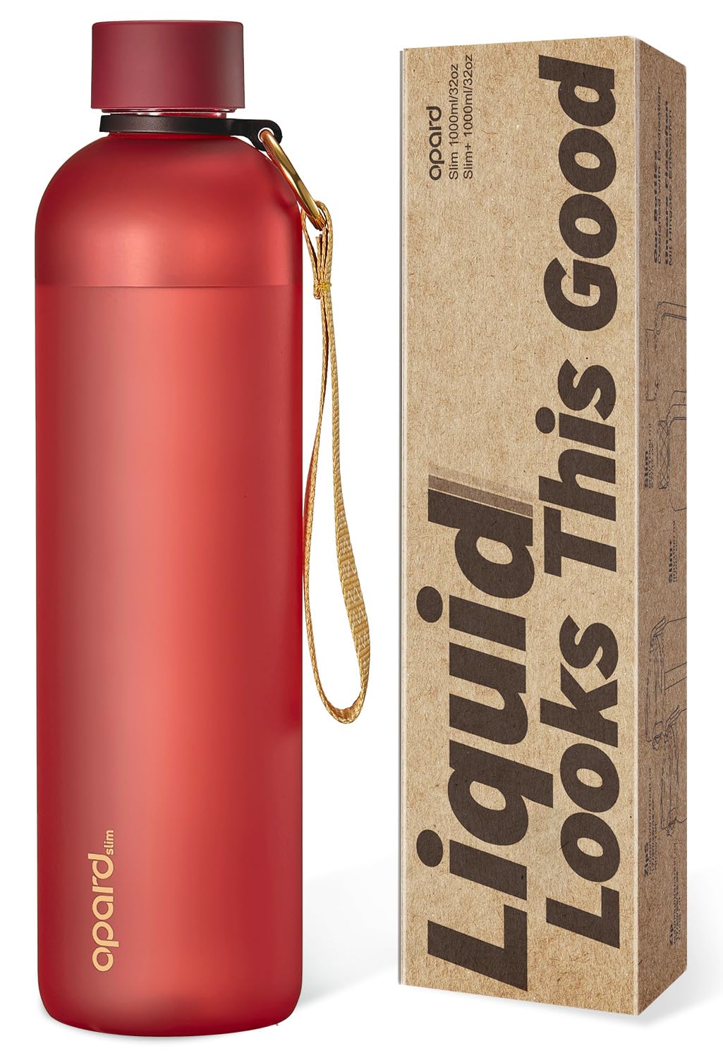Opard Slim Water Bottle 32oz, Dishwasher Safe Plastic Water Bottle BPA-Free, Leakproof Screw Top, Forest Green, Reusable for Travel School Sport Gym Hiking