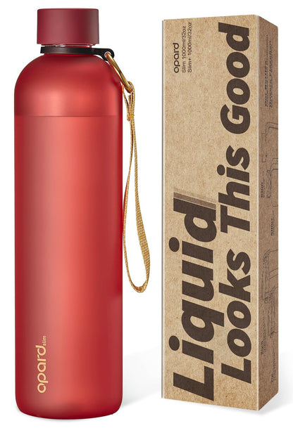 Opard Slim Water Bottle 32oz, Dishwasher Safe Plastic Water Bottle BPA-Free, Leakproof Screw Top, Forest Green, Reusable for Travel School Sport Gym Hiking