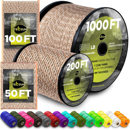 Paracord Rope 550 lb 4mm – Parachute Cord – Utility Camping Rope