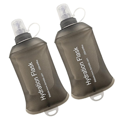 WILDREEDS 500ml Soft Flask, TPU Collapsible Soft Water Bottle for Hydration Pack, Running Vest, Folding Water Bottle for Hiking Cycling Climbing-2Pcs, Blue