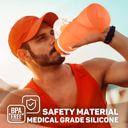 Collapsible Silicone Water Bottles-750ML,Medical Grade,BPA Free Travel Water Bottle Can Roll Up,26oz,Leak Proof Foldable Sports & Outdoor Water Bottles