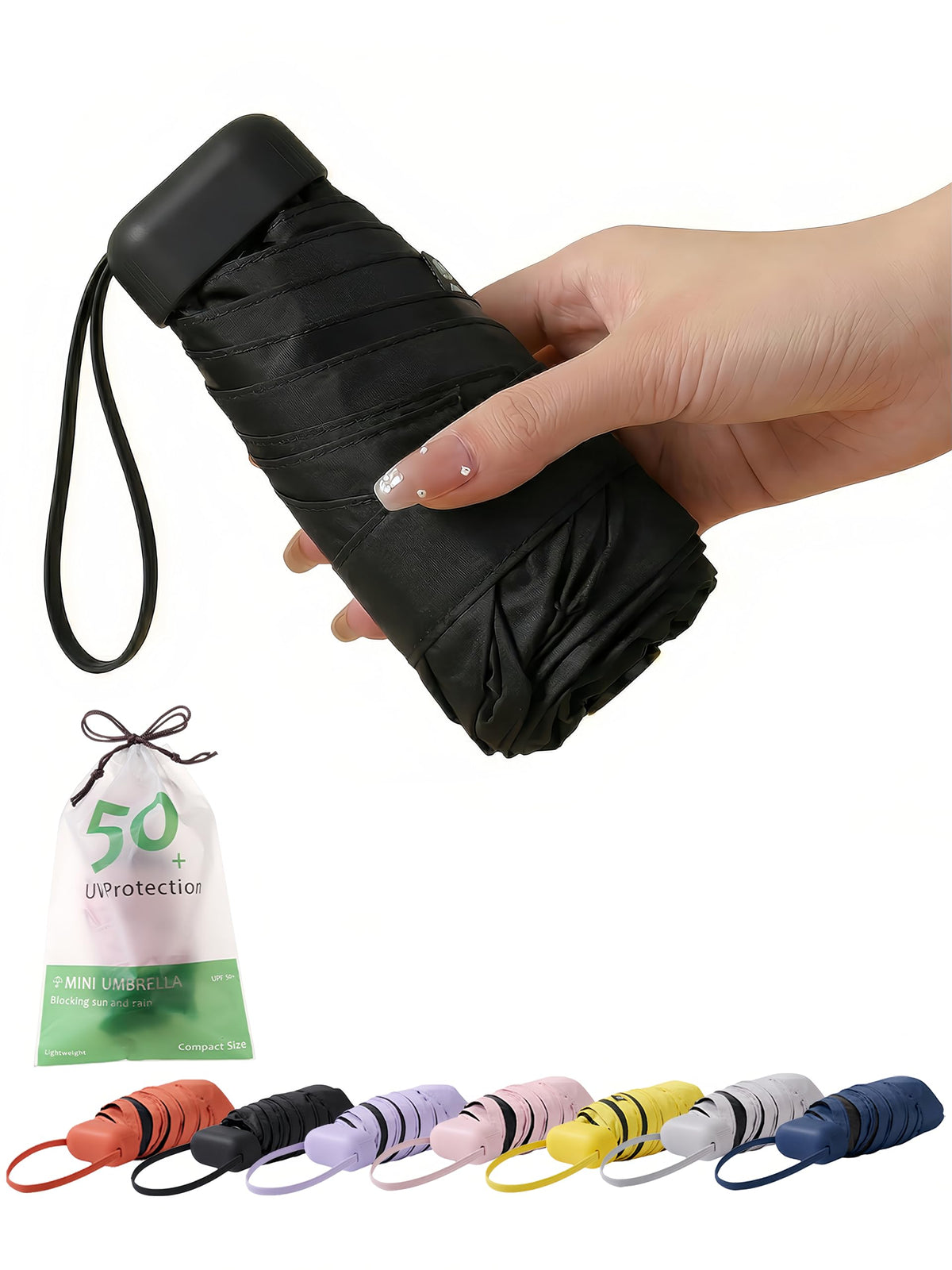 BAODINI Travel Mini Umbrella With UV Sun Protection, Compact Pocket Size