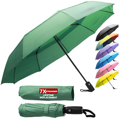 ZENO Travel Umbrella Compact - Small Umbrella for Backpack & Purse, Portable Automatic Umbrellas for Rain, Windproof, Reinforced Fiberglass Ribs, Water-Repellent Teflon