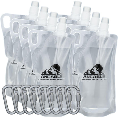 Ancable 1L Hiking Collapsible Water Bottles, 4-Pack 33OZ BPA-Free Foldable Backpacking Water Bottle for Travel Camping Hiking
