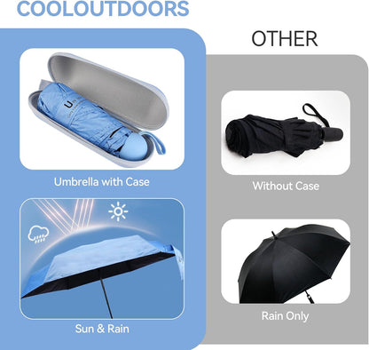Mini Umbrella for Travel, Compact Folding Umbrella with Case