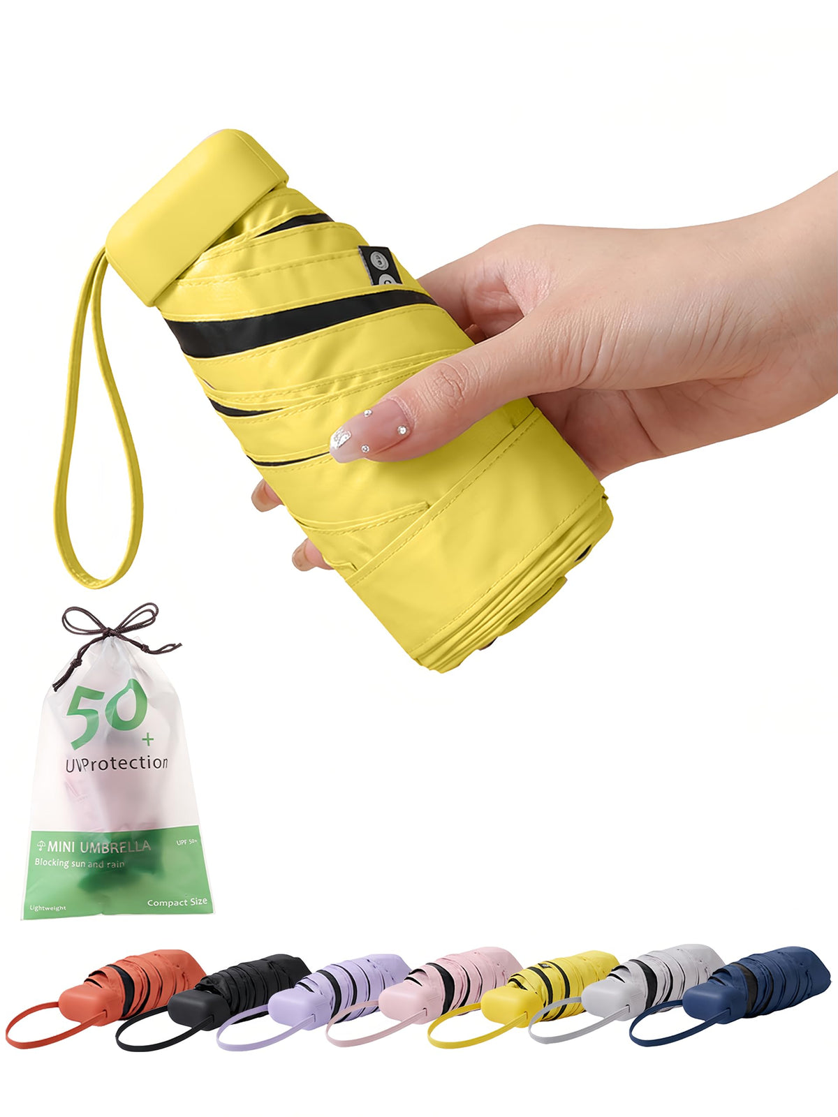 BAODINI Travel Mini Umbrella With UV Sun Protection, Compact Pocket Size