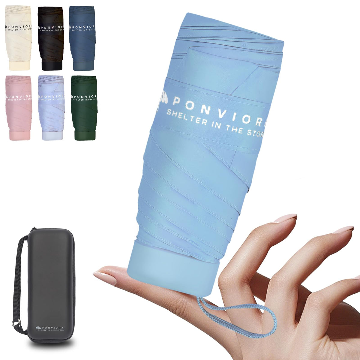 Compact Mini Windproof Travel Umbrella-UPF 50+ Sun & Rain Protection, Small Folding Design Fits in Pocket or Purse, Lightweight Portable with Case for Women, Men & Kids