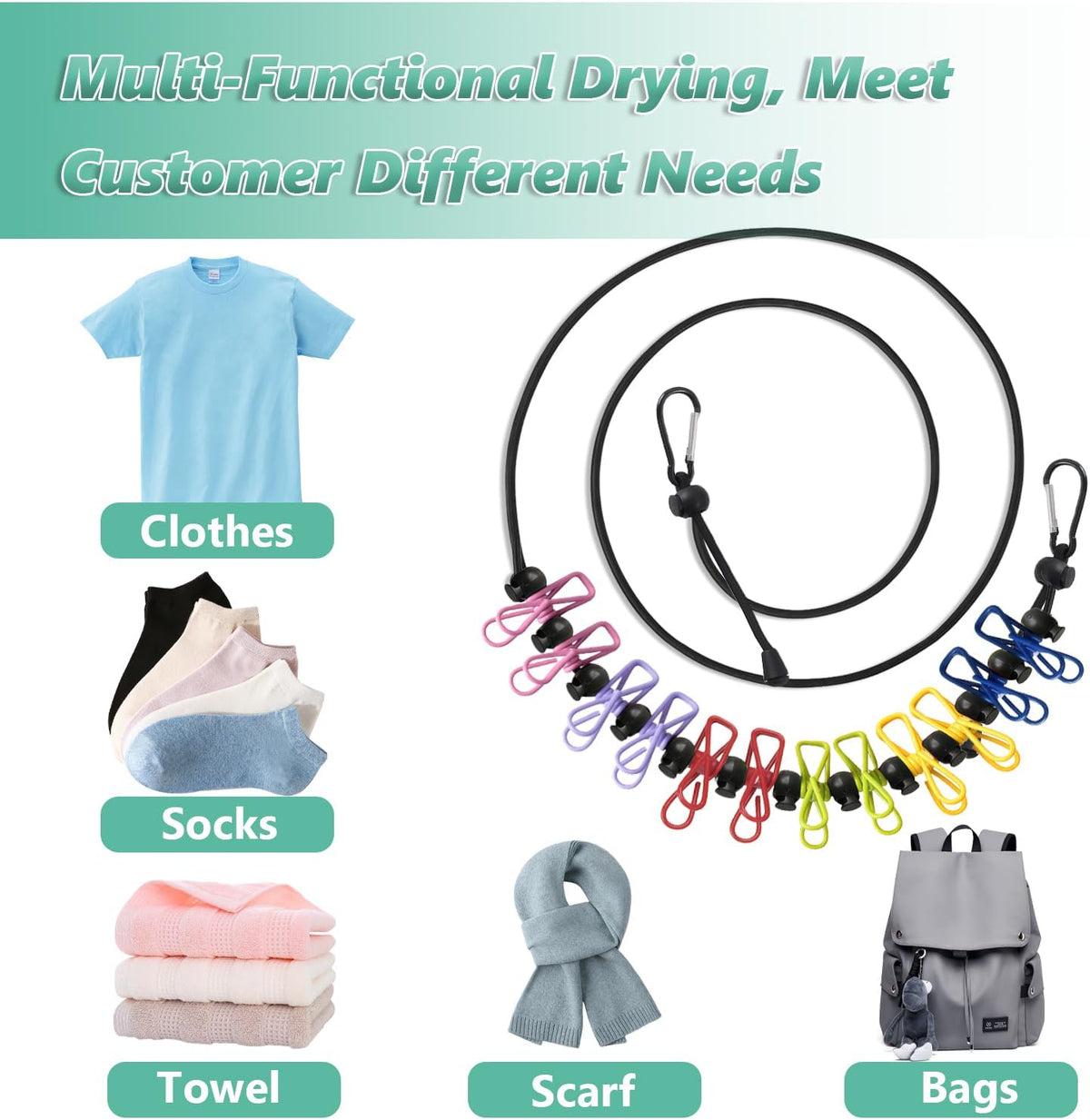 Retractable Clothes Line for Cruise, Magnetic Clothesline for Travel