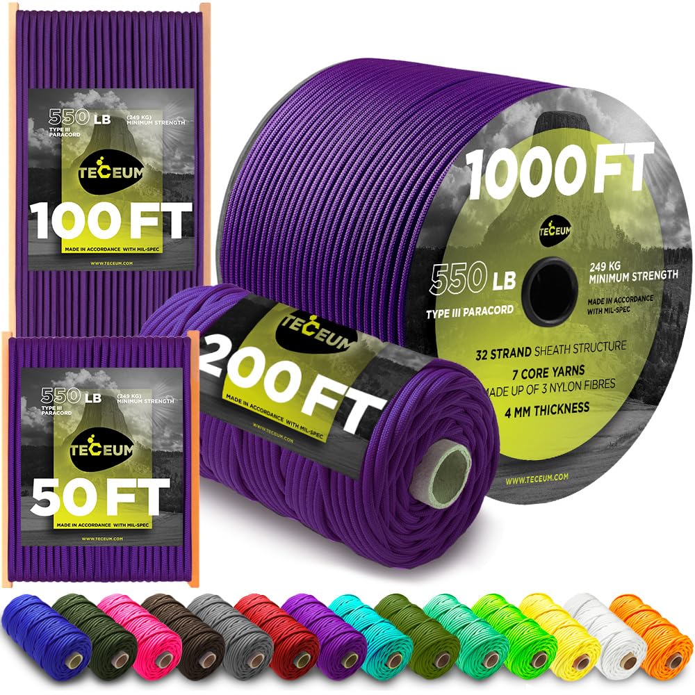 Paracord Rope 550 lb 4mm – Parachute Cord – Utility Camping Rope
