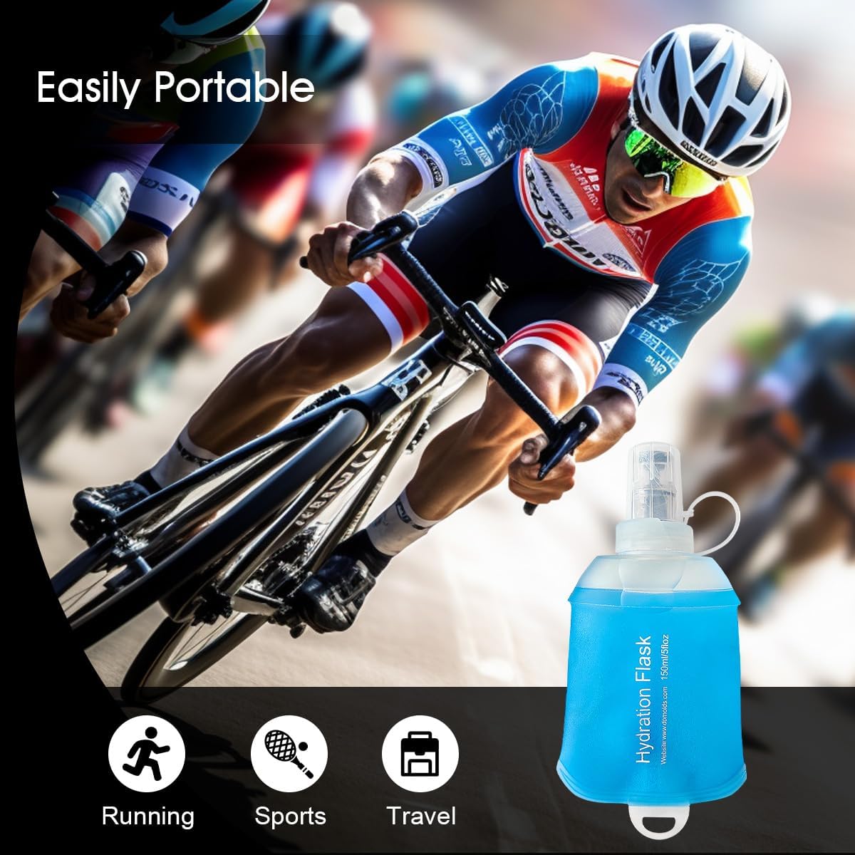 WILDREEDS 500ml Soft Flask, TPU Collapsible Soft Water Bottle for Hydration Pack, Running Vest, Folding Water Bottle for Hiking Cycling Climbing-2Pcs, Blue
