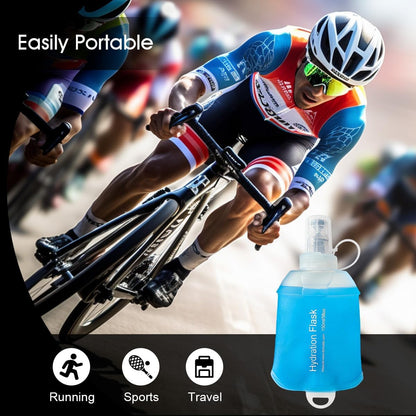 WILDREEDS 500ml Soft Flask, TPU Collapsible Soft Water Bottle for Hydration Pack, Running Vest, Folding Water Bottle for Hiking Cycling Climbing-2Pcs, Blue