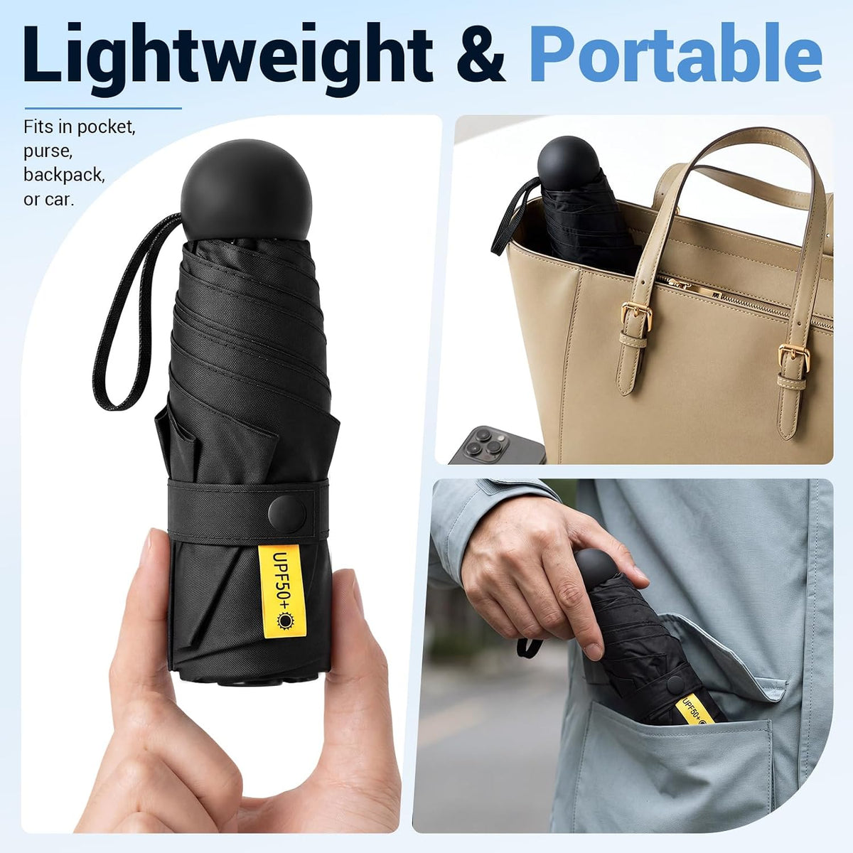 Jexine 6 Pack Mini Travel Umbrella Portable Compact Umbrellas Windproof Compact Manual Open Close Umbrella UV Protection Small Folding Design Fit in Pocket or Purse Lightweight Portable for Women Men