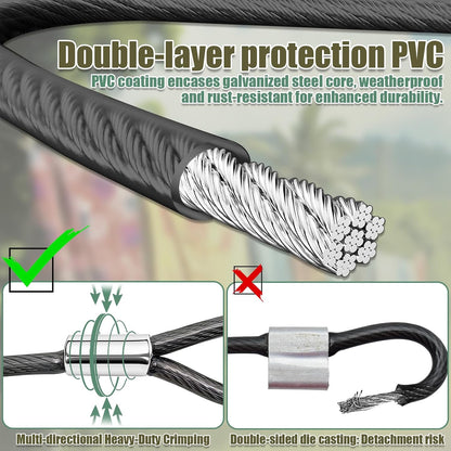 NAZOU Outdoor Retractable Clothesline, 3/16" Coated Steel Wire Rope