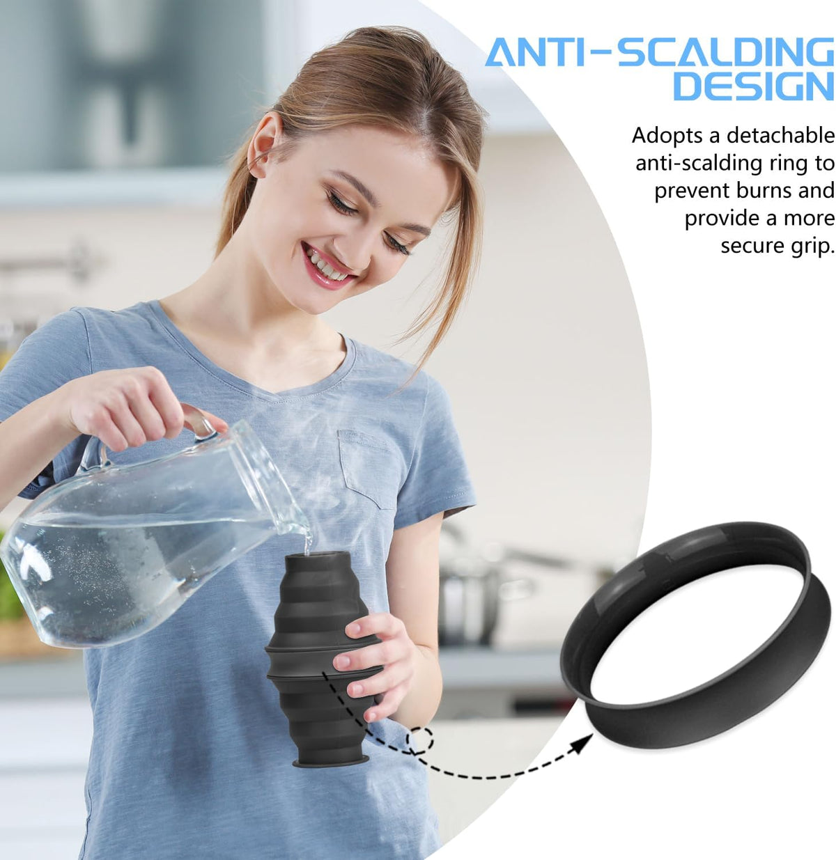 Nefeeko Collapsible Water Bottle, BPA Free Silicone Foldable Water Bottles