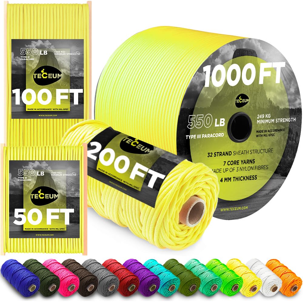 Paracord Rope 550 lb 4mm – Parachute Cord – Utility Camping Rope