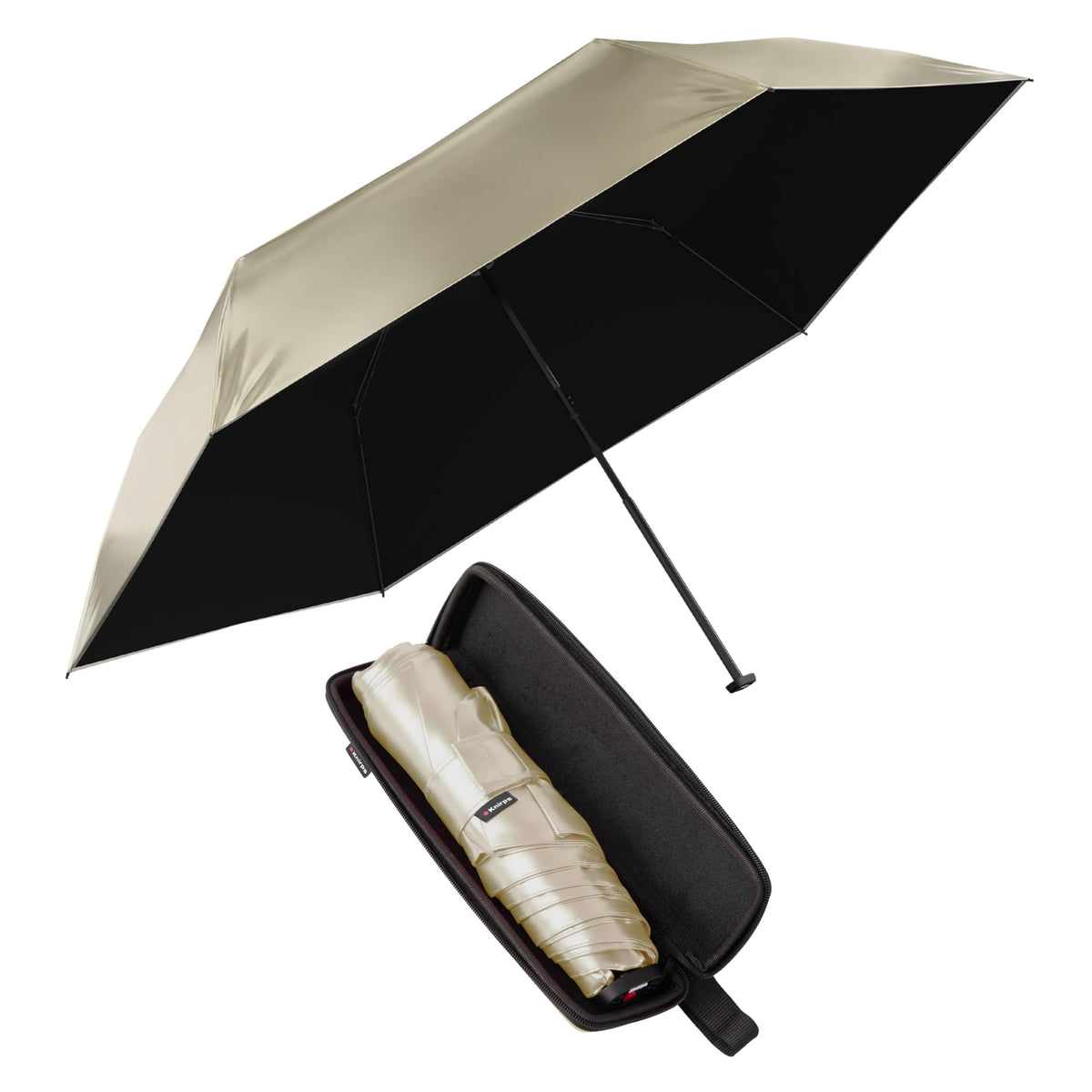 Knirps X4U My Clever Companion– 90cm Diameter Windproof Manual Open/Close Umbrella, Small and Compact Design for Travel and All Weather Protection, with Retractable Feature and Travel Case
