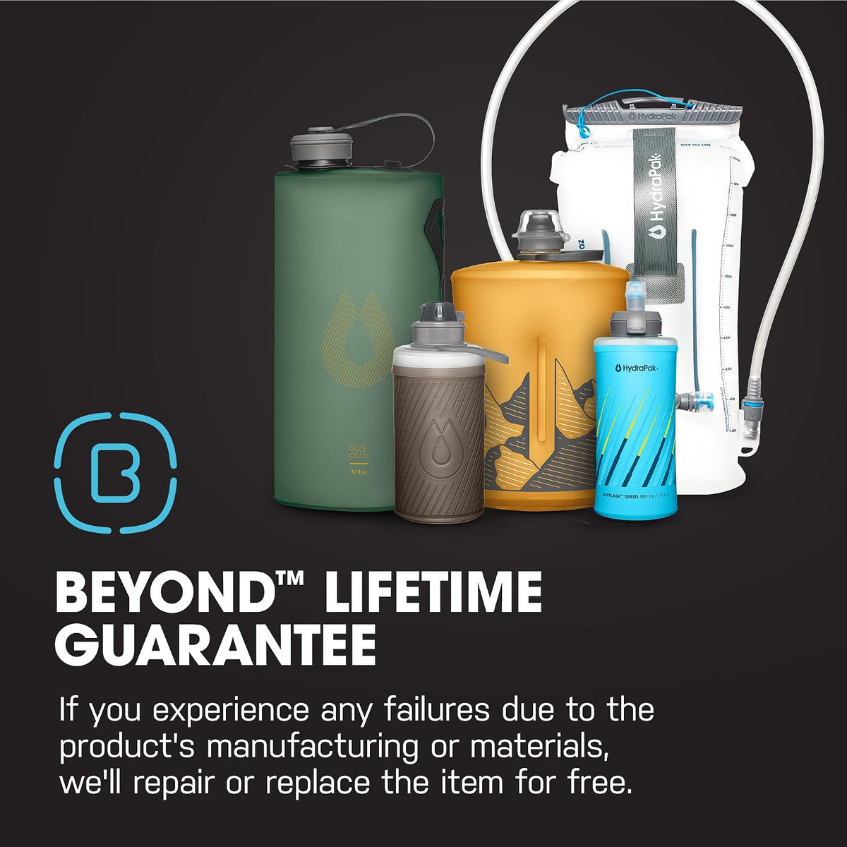 HydraPak Stow Collapsible Water Bottle (350ml, 500ml, 1L)