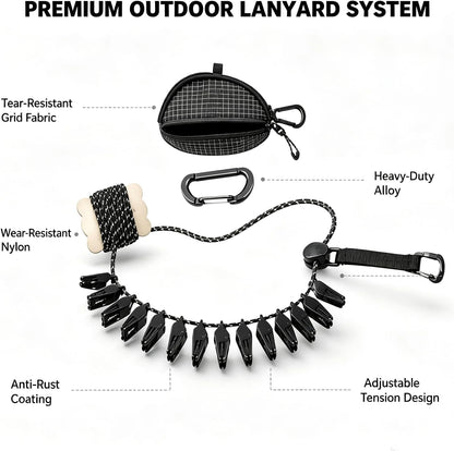 Retractable Portable Travel Clothesline with 16 Clips,Storage Pouch