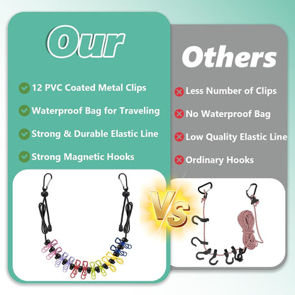 Retractable Clothes Line for Cruise, Magnetic Clothesline for Travel