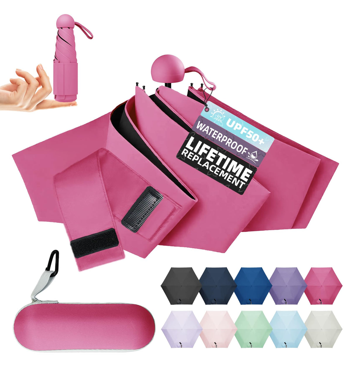 Umbrella Travel Size Mini Umbrella with UPF 100+ UV Rain Protection