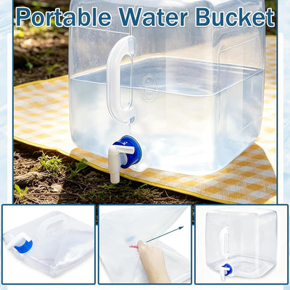 2 Pack 5.3 Gallon BPA Free Collapsible Water Container with Spigot & Hook