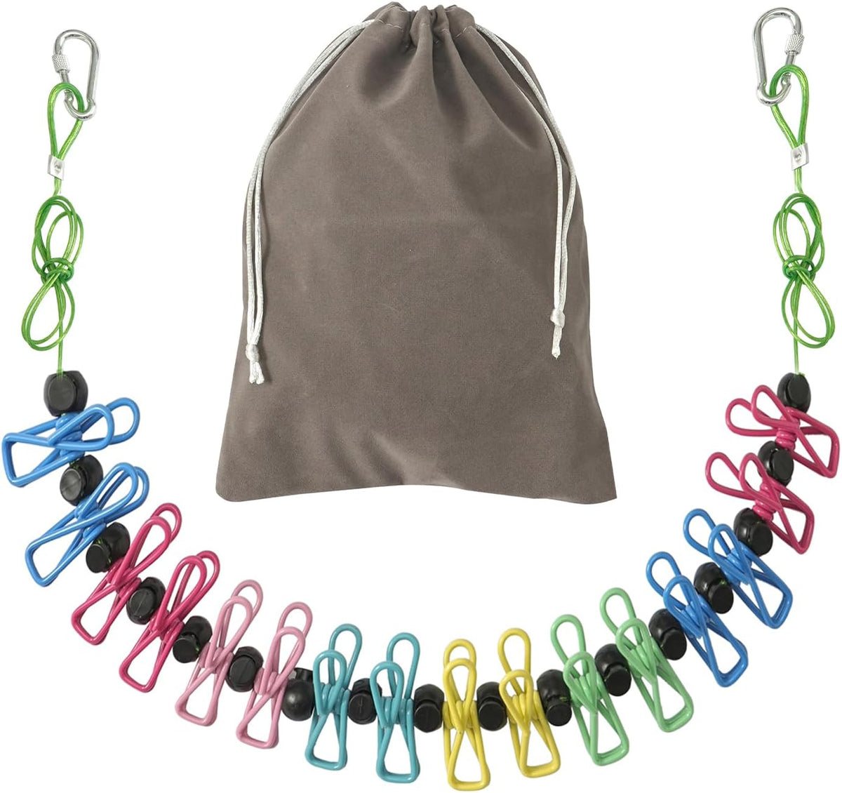 ISQ Steel Core Camping Clothesline with 16 Clothespins 17 Anti-Slip Balls Easy to Store Suitable for Outdoor Camping RV Travel Yachts and Balconies