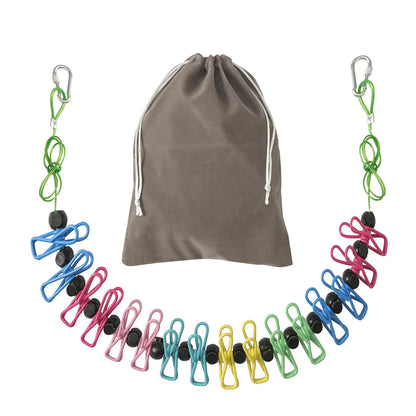 ISQ Steel Core Camping Clothesline with 16 Clothespins 17 Anti-Slip Balls Easy to Store Suitable for Outdoor Camping RV Travel Yachts and Balconies