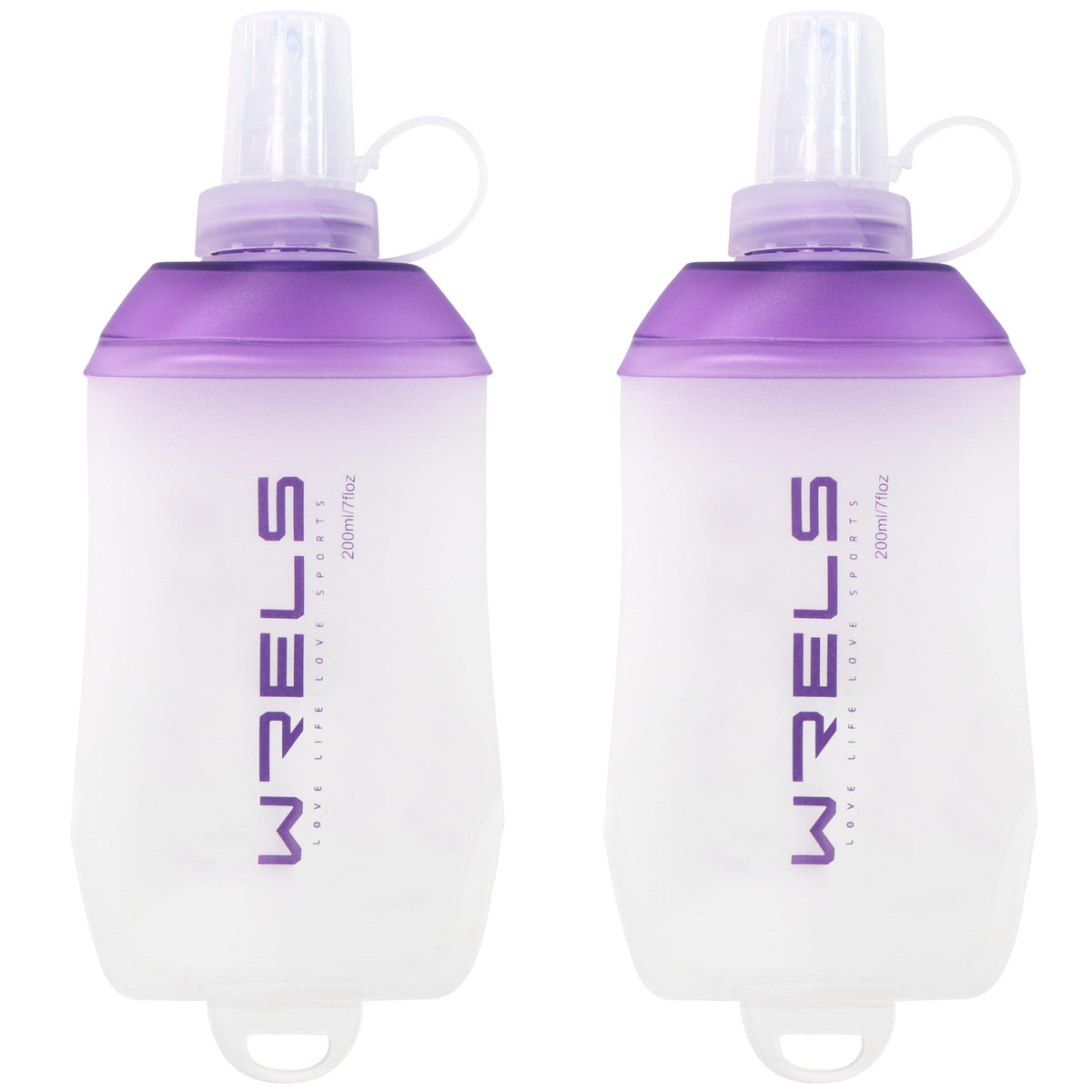 WRELS 200ml/350ml/500ml Collapsible Soft Flask,BPA Free Folding Soft Water Bottle with Hanging Ring,Lightweight TPU Hydration Flask for Running Marathon Cycling Hiking(350ml-2 Packs)