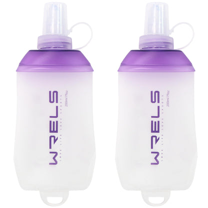 WRELS 200ml/350ml/500ml Collapsible Soft Flask,BPA Free Folding Soft Water Bottle with Hanging Ring,Lightweight TPU Hydration Flask for Running Marathon Cycling Hiking(350ml-2 Packs)