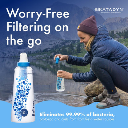 Katadyn BeFree 1L Lightweight Collapsible Water Filter Bottle for Outdoors