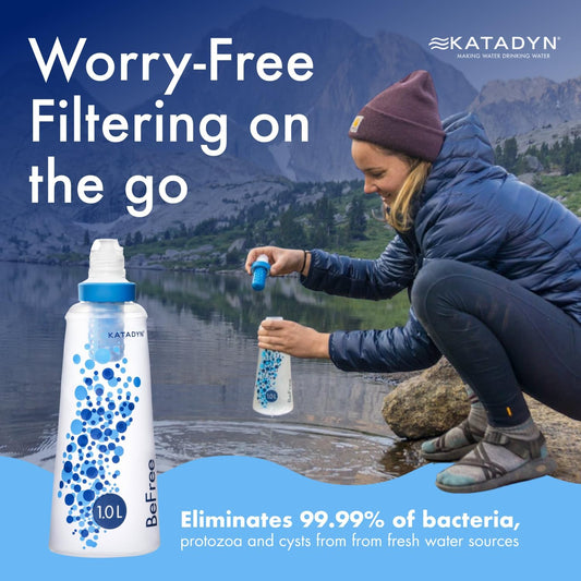 Katadyn BeFree 1L Lightweight Collapsible Water Filter Bottle for Outdoors