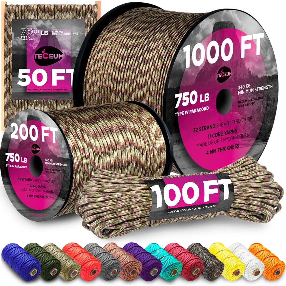 Paracord Rope 550 lb 4mm – Parachute Cord – Utility Camping Rope