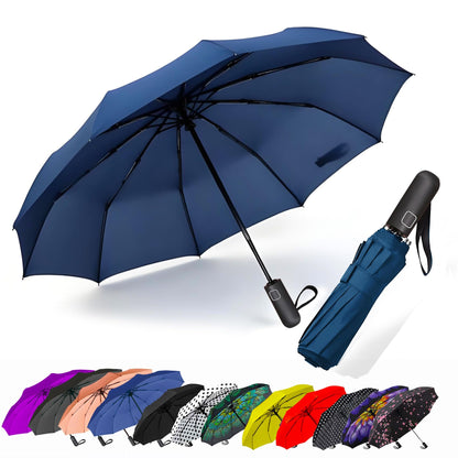SIEPASA Compact Travel Umbrella - Windproof Auto Open/Close, Small Folding Umbrella for Rain - Lightweight & Durable with Fiberglass Frame, Waterproof Canopy - Fits Backpack, Purse, Suitcase. (Black)