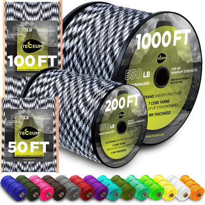 Paracord Rope 550 lb 4mm – Parachute Cord – Utility Camping Rope