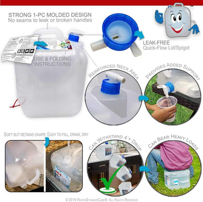 WaterStorageCube Collapsible Water Container with Spigot (5.3 Gal (2-Pack))