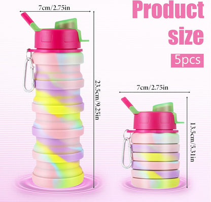 5 Pcs Collapsibles Water Bottles, 16 oz Portable Water Bottle with