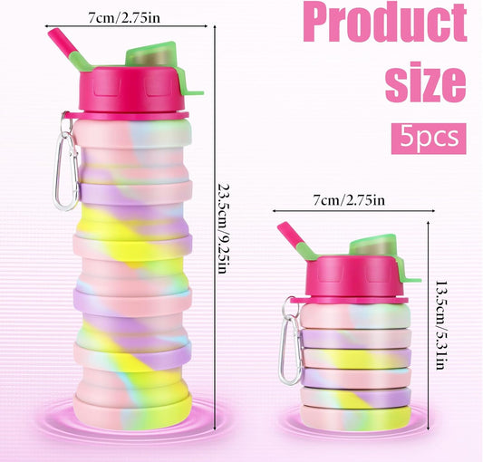 5 Pcs Collapsibles Water Bottles, 16 oz Portable Water Bottle with
