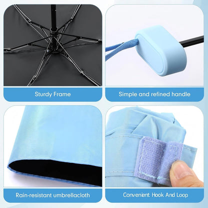 2 Pack Mini Folding Umbrella with Case, UPF 50+ for Purse