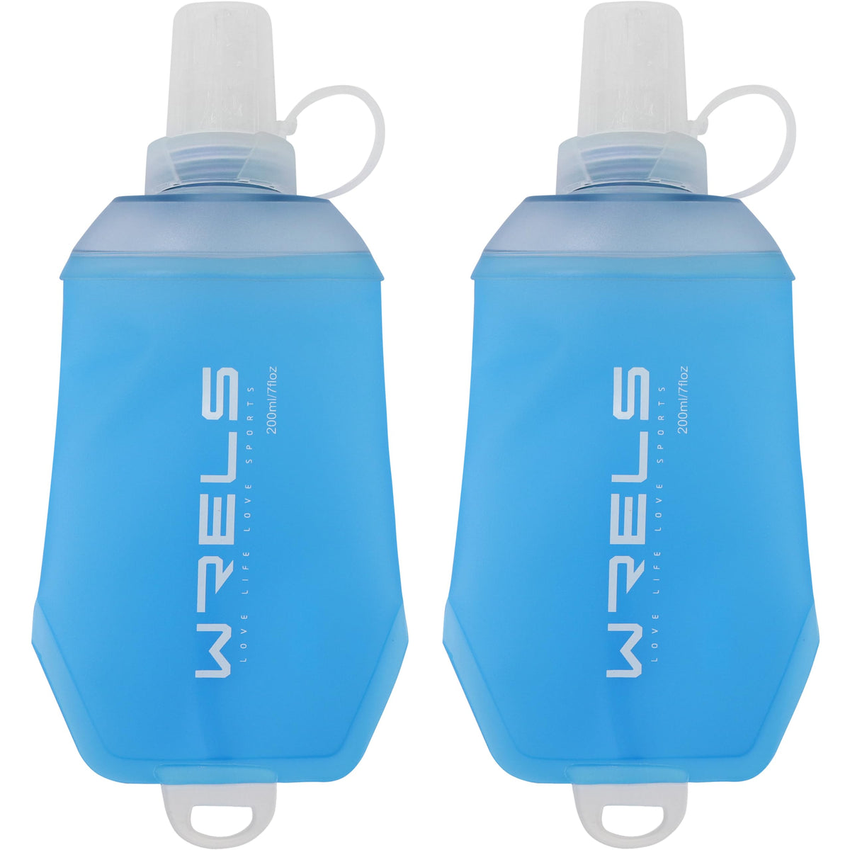 WRELS 200ml/350ml/500ml Collapsible Soft Flask,BPA Free Folding Soft Water Bottle with Hanging Ring,Lightweight TPU Hydration Flask for Running Marathon Cycling Hiking(350ml-2 Packs)