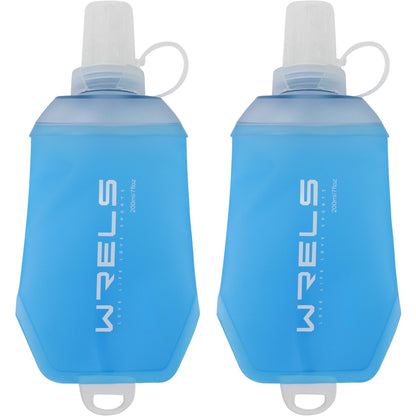 WRELS 200ml/350ml/500ml Collapsible Soft Flask,BPA Free Folding Soft Water Bottle with Hanging Ring,Lightweight TPU Hydration Flask for Running Marathon Cycling Hiking(350ml-2 Packs)