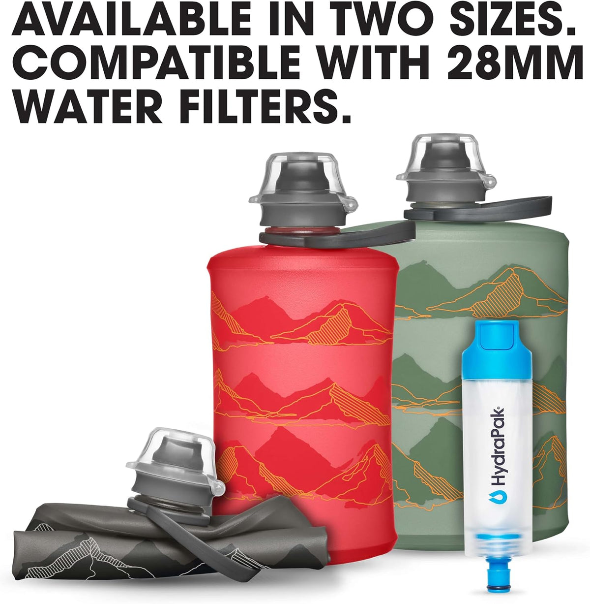 HydraPak Stow Collapsible Water Bottle (350ml, 500ml, 1L)