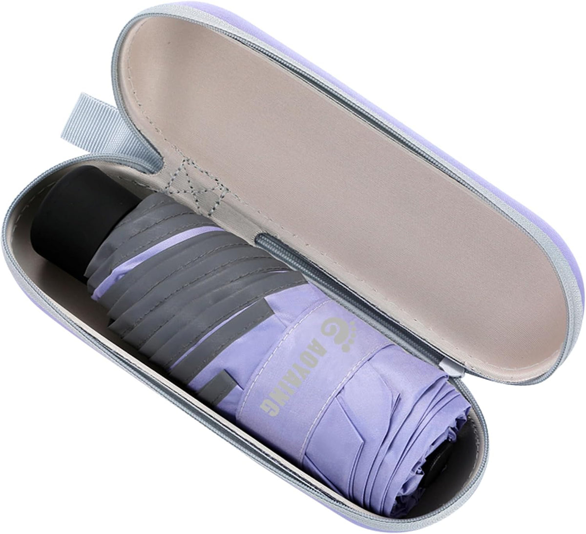 GAOYAING Compact Travel Umbrella with Reflective Safety Strips (300ft Visibility) - Ultra Portable 6.9" Folded Windproof Rain & Sun Umbrella UPF 50+ for Men Women