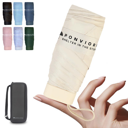 Compact Mini Windproof Travel Umbrella-UPF 50+ Sun & Rain Protection, Small Folding Design Fits in Pocket or Purse, Lightweight Portable with Case for Women, Men & Kids