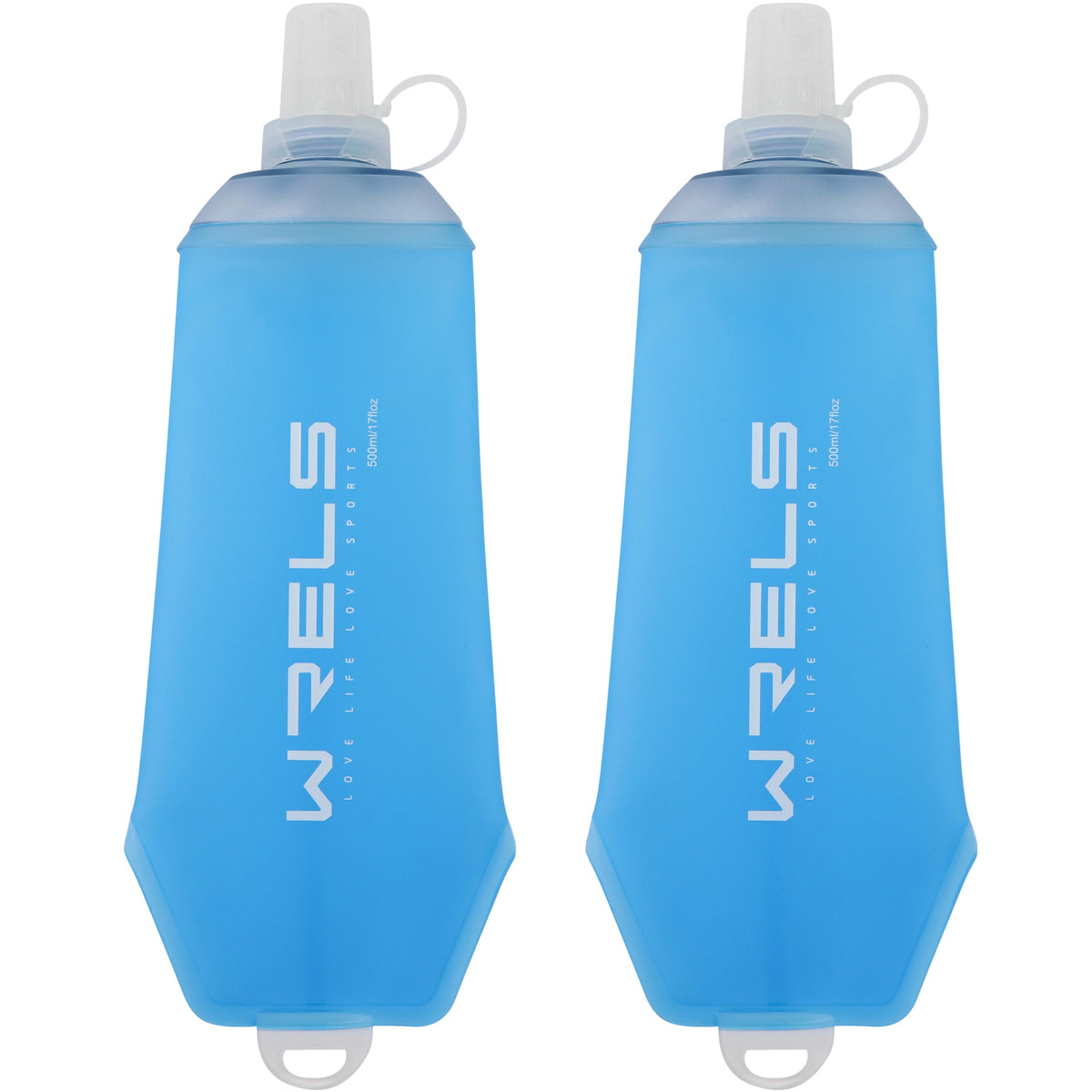 WRELS 200ml/350ml/500ml Collapsible Soft Flask,BPA Free Folding Soft Water Bottle with Hanging Ring,Lightweight TPU Hydration Flask for Running Marathon Cycling Hiking(350ml-2 Packs)